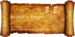 Bojtár Ervin névjegykártya